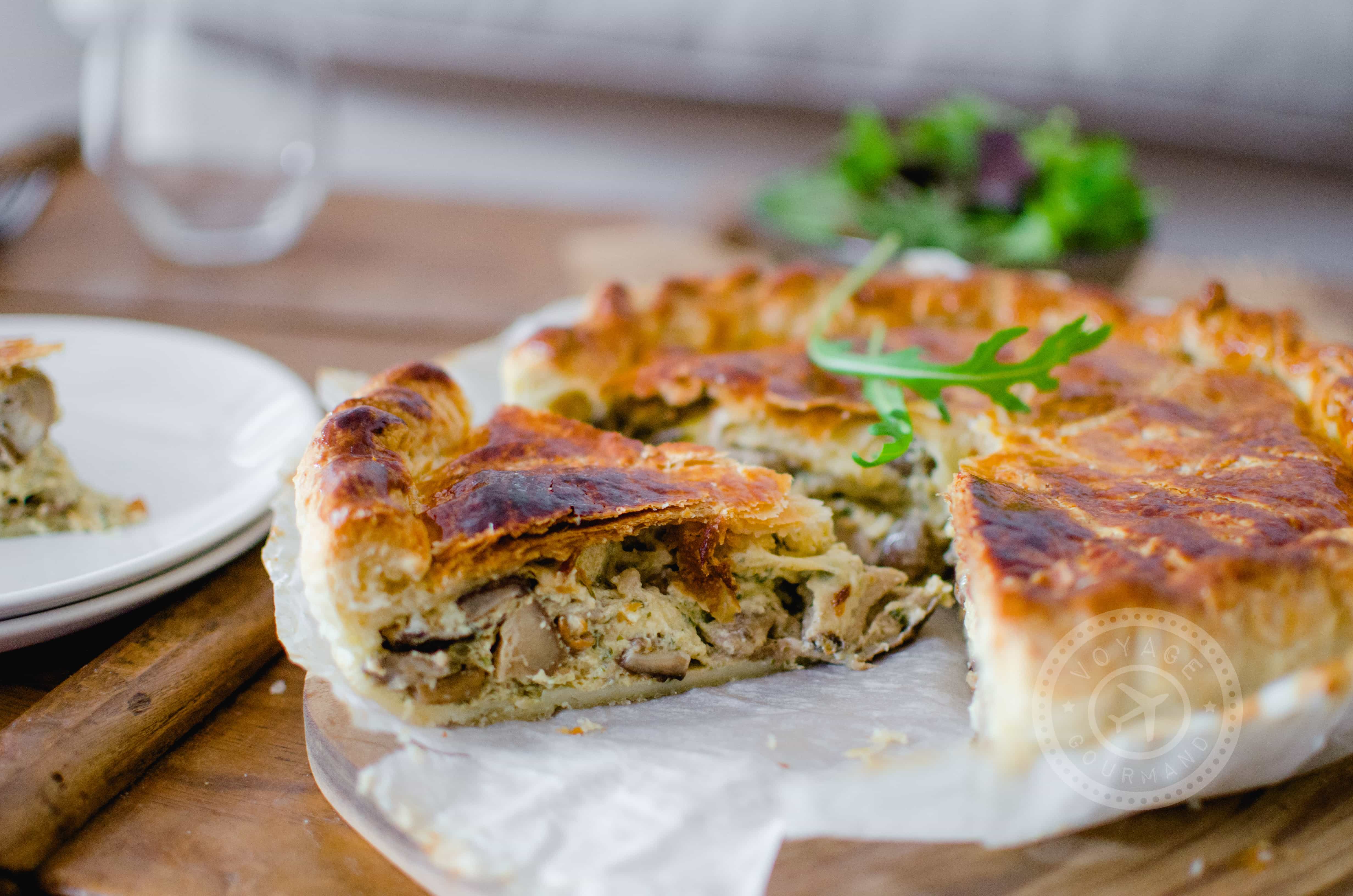 Tourte champignons - fromage abondance