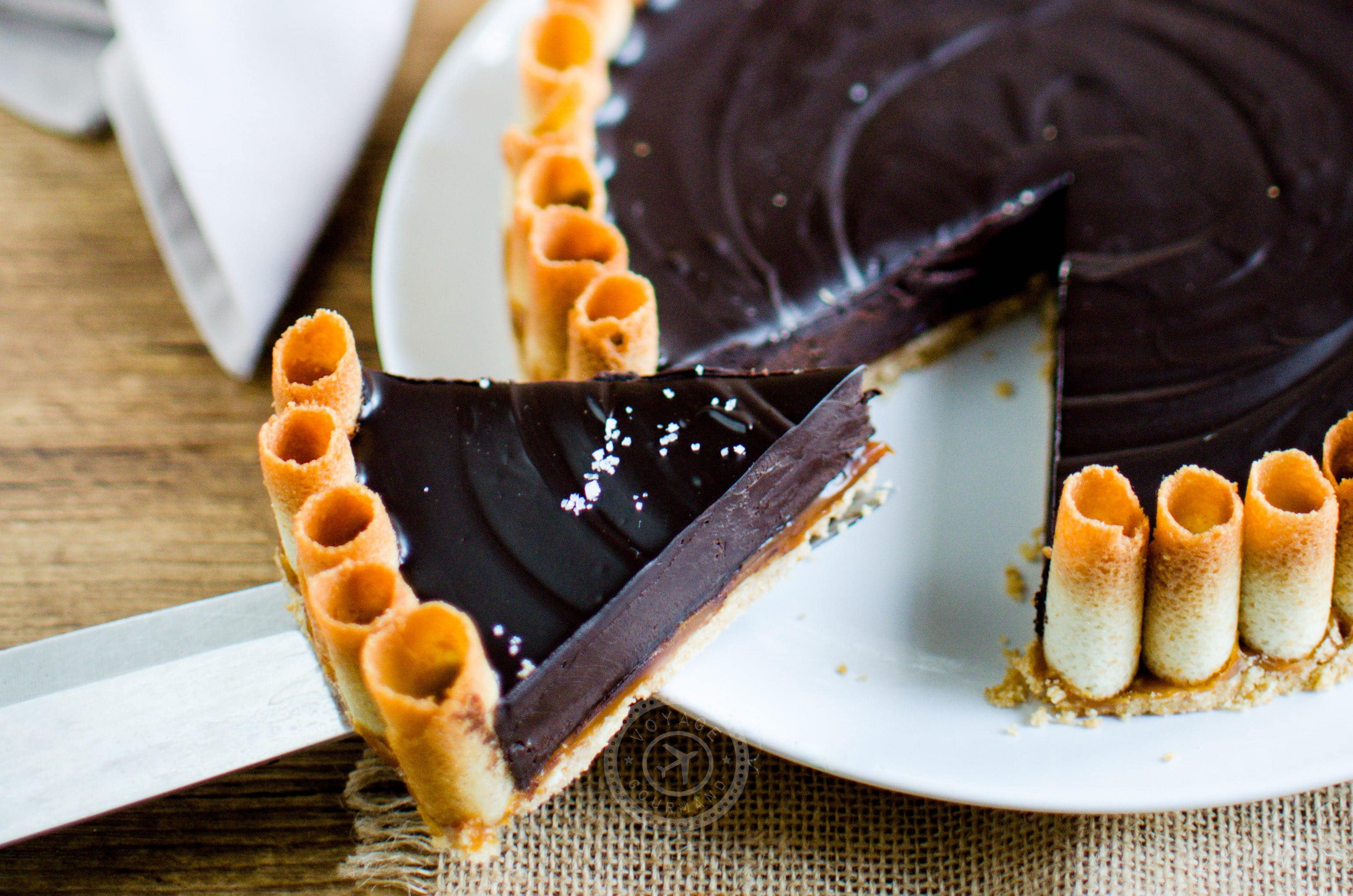 Tarte au chocolat et caramel au beurre salé