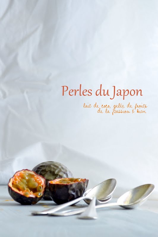 Perles du Japon au lait de coco et gelée de fruits de la passion