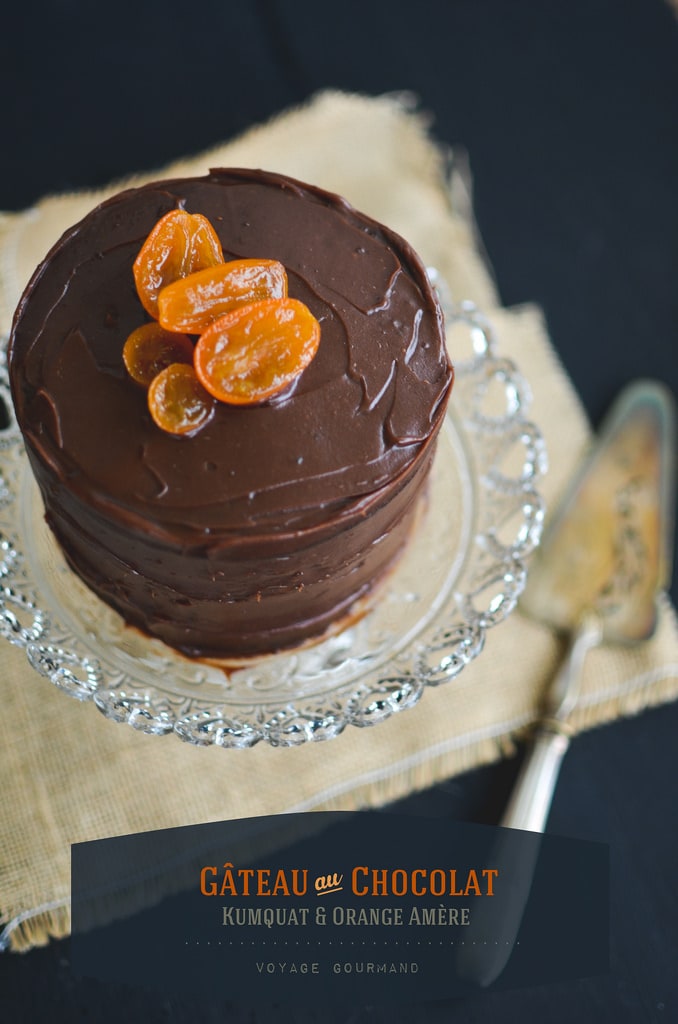 Layer Cake tout chocolat et kumquats confits
