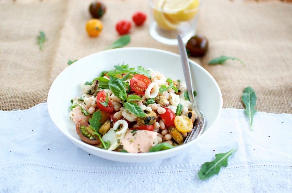 Salade de haricots et fruits de mer à l’italienne - Voyage Gourmand