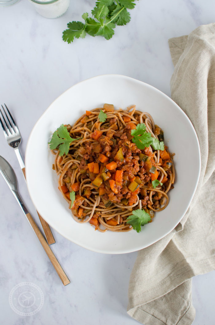 Spaghettis à la bolognaise végétale (IG bas &amp; vegan) - Voyage Gourmand