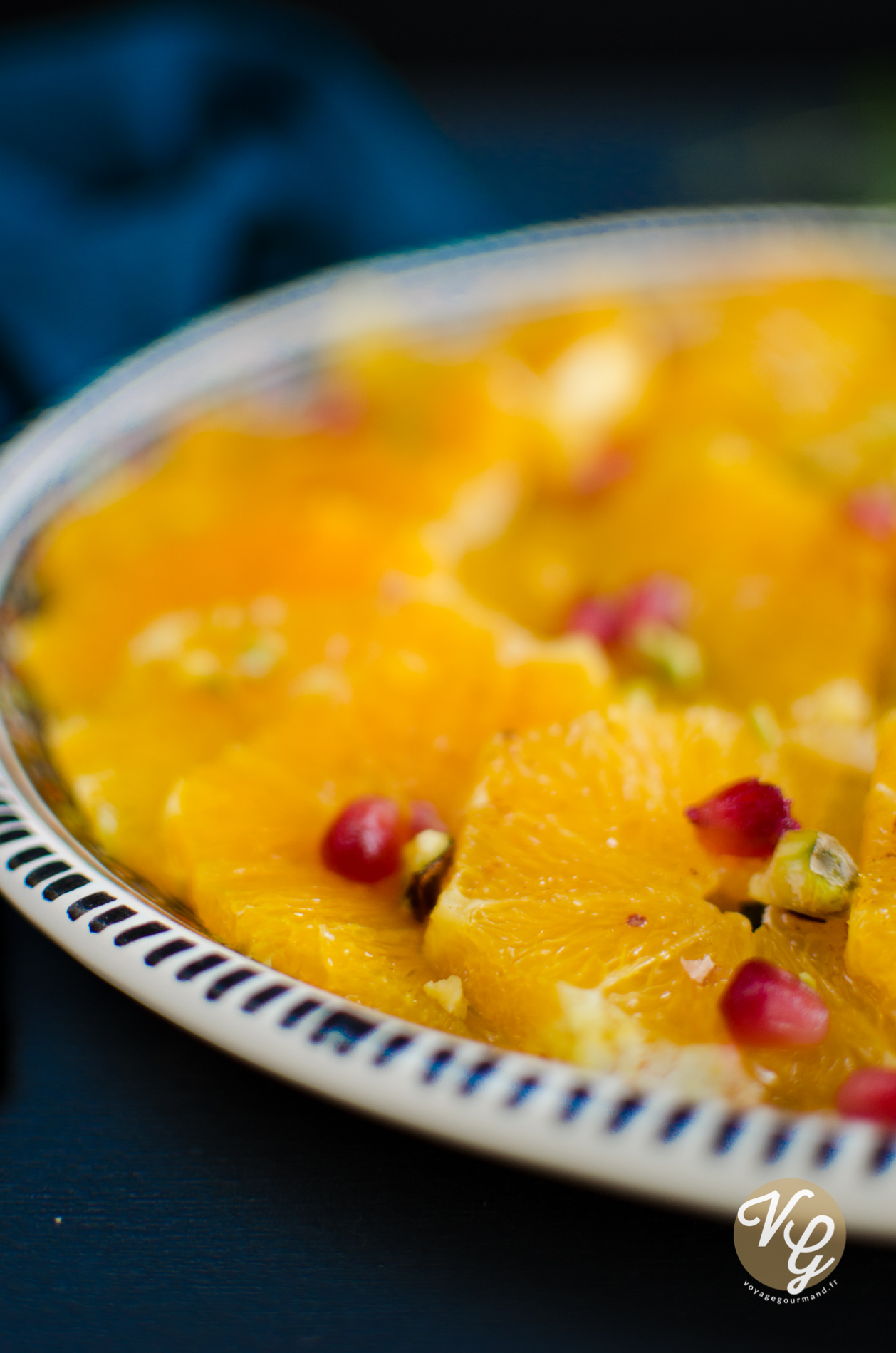Salade d’oranges à la marocaine, fleur d’orangermielcannelle Voyage